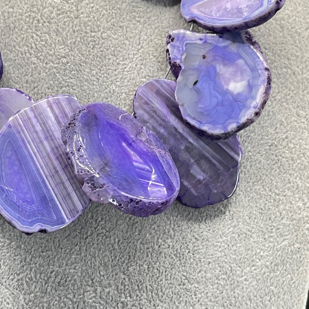 Barse Amethyst Purple Agate Slice Statement Necklace NIB - Picture 15 of 16